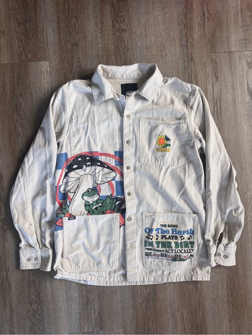 Vans Men’s Workshirt Mushroom & Frog and Embroidered Flower - size Medium
